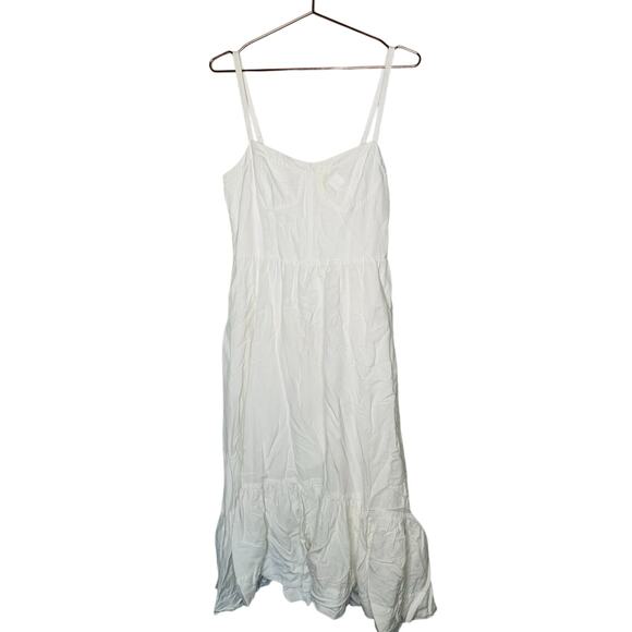 JONATHAN SIMKHAI White Kitzia Linen Cover Up Bustier Midi Dress Size Large - Picture 4 of 12